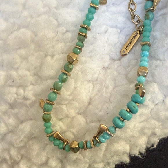 Stella & Dot Turquoise and Gold Beaded Necklace - Picture 12 of 13